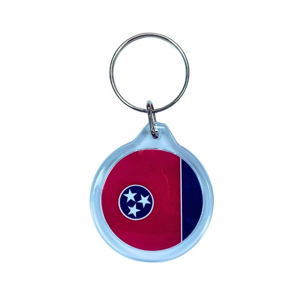 Round Acrylic Keychain - State Flag Tennessee - USA | Lightweight Travel Keepsake, Collectible Souvenir, Everyday Key Accessory