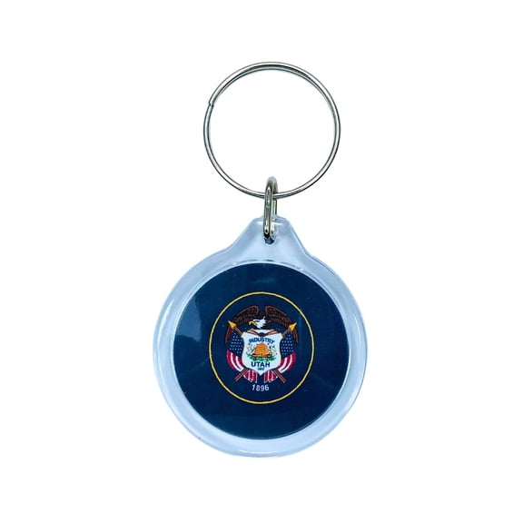 Round Acrylic Keychain - State Flag Utah - USA | Lightweight Travel Keepsake, Collectible Souvenir, Everyday Key Accessory