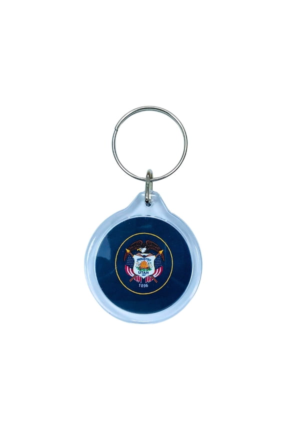 Round Acrylic Keychain - State Flag Utah - USA | Lightweight Travel Keepsake, Collectible Souvenir, Everyday Key Accessory