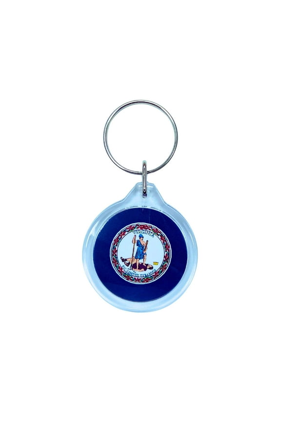 Round Acrylic Keychain - State Flag Virginia - USA | Lightweight Travel Keepsake, Collectible Souvenir, Everyday Key Accessory