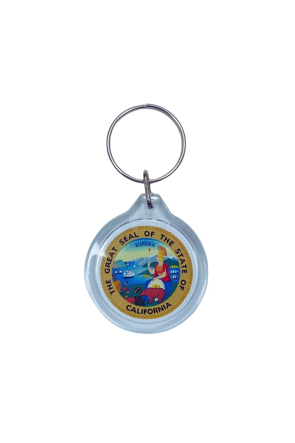 Round Acrylic Keychain - State Seal California - USA | Lightweight Travel Keepsake, Collectible Souvenir, Everyday Key Accessory