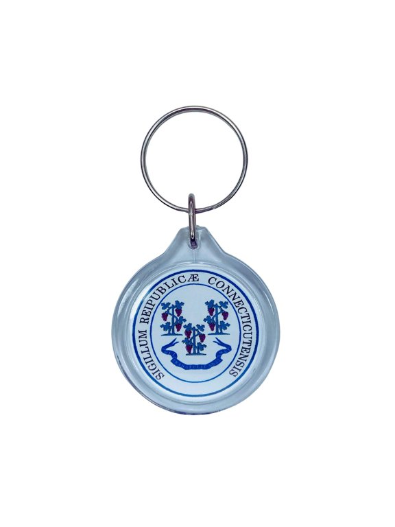 Round Acrylic Keychain - State Seal Connecticut - USA | Lightweight Travel Keepsake, Collectible Souvenir, Everyday Key Accessory