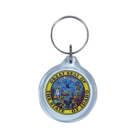 Round Acrylic Keychain - State Seal Idaho - USA | Lightweight Travel Keepsake, Collectible Souvenir, Everyday Key Accessory