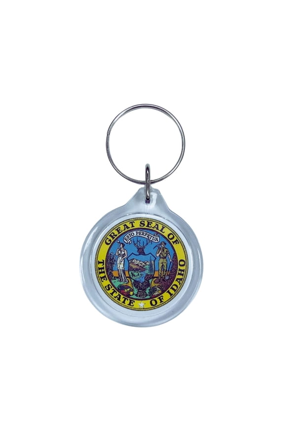 Round Acrylic Keychain - State Seal Idaho - USA | Lightweight Travel Keepsake, Collectible Souvenir, Everyday Key Accessory
