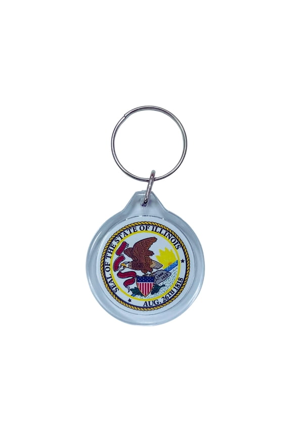 Round Acrylic Keychain - State Seal Illinois - USA | Lightweight Travel Keepsake, Collectible Souvenir, Everyday Key Accessory