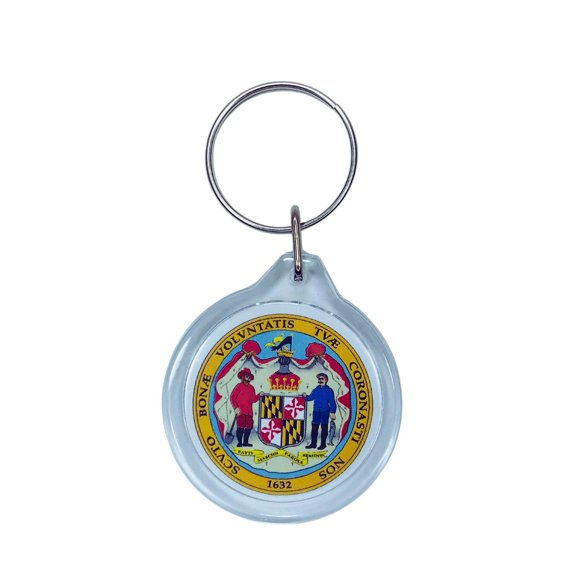 Round Acrylic Keychain - State Seal Maryland - USA | Lightweight Travel Keepsake, Collectible Souvenir, Everyday Key Accessory