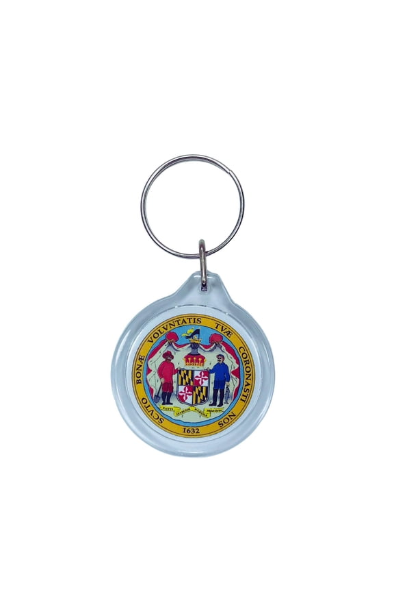 Round Acrylic Keychain - State Seal Maryland - USA | Lightweight Travel Keepsake, Collectible Souvenir, Everyday Key Accessory
