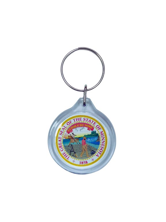 Round Acrylic Keychain - State Seal Minnesota - USA | Lightweight Travel Keepsake, Collectible Souvenir, Everyday Key Accessory