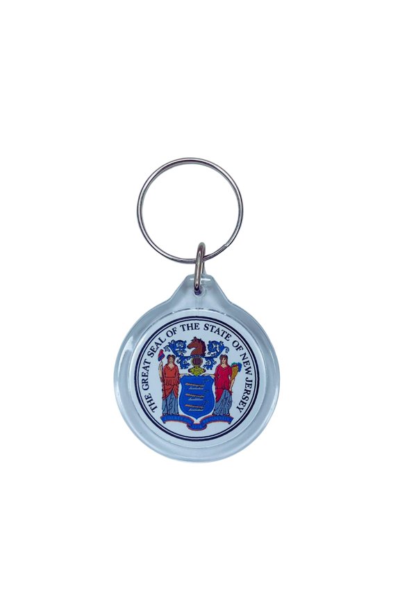 Round Acrylic Keychain - State Seal New Jersey - USA | Lightweight Travel Keepsake, Collectible Souvenir, Everyday Key Accessory