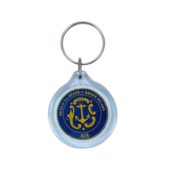 Round Acrylic Keychain - State Seal Rhode Island - USA | Lightweight Travel Keepsake, Collectible Souvenir, Everyday Key Accessory
