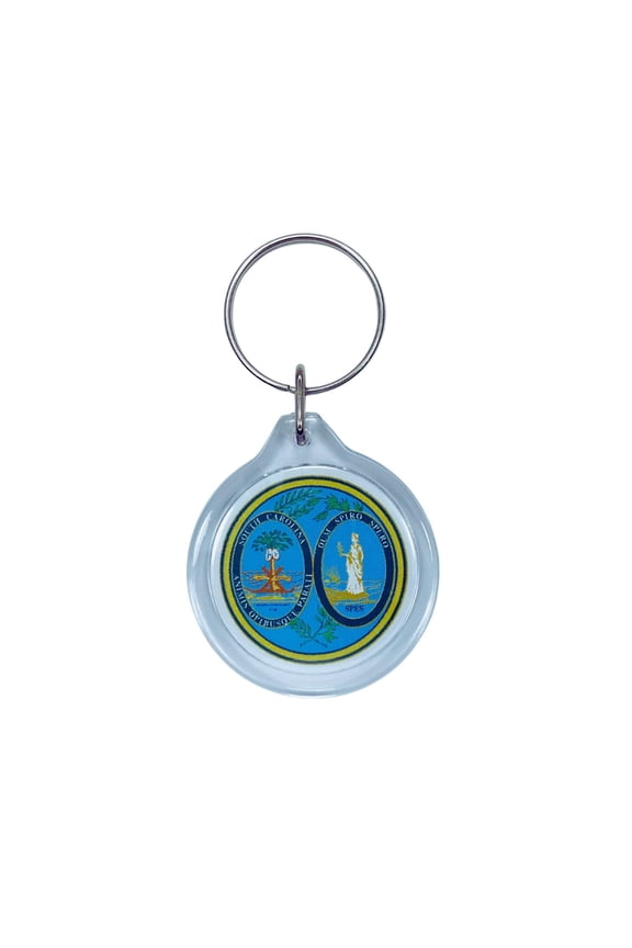 Round Acrylic Keychain - State Seal South Carolina - USA | Lightweight Travel Keepsake, Collectible Souvenir, Everyday Key Accessory