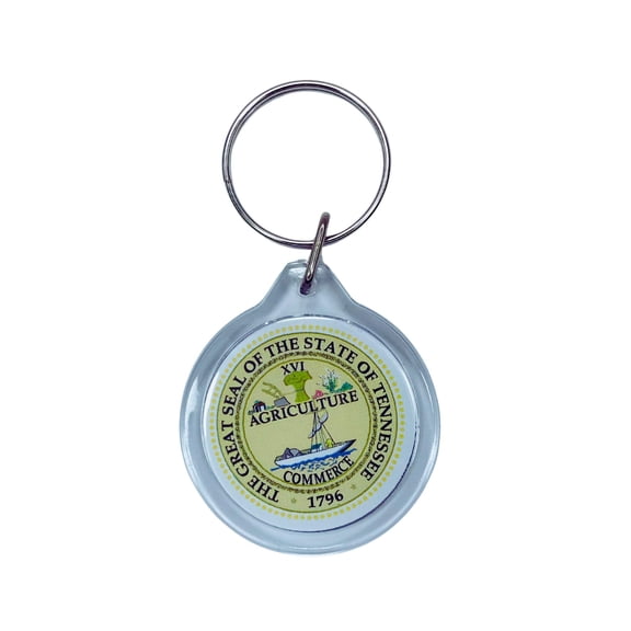 Round Acrylic Keychain - State Seal Tennessee - USA | Lightweight Travel Keepsake, Collectible Souvenir, Everyday Key Accessory