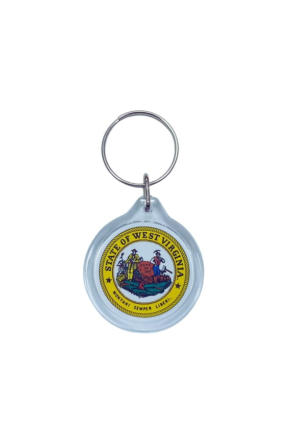 Round Acrylic Keychain - State Seal West Virginia - USA | Lightweight Travel Keepsake, Collectible Souvenir, Everyday Key Accessory