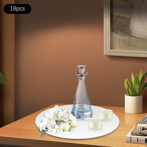 Round Acrylic Trays, 15cm Diameter Silver Mirror Finish, No Assembly Required, Perfect for Banquet Tables and Display Decor