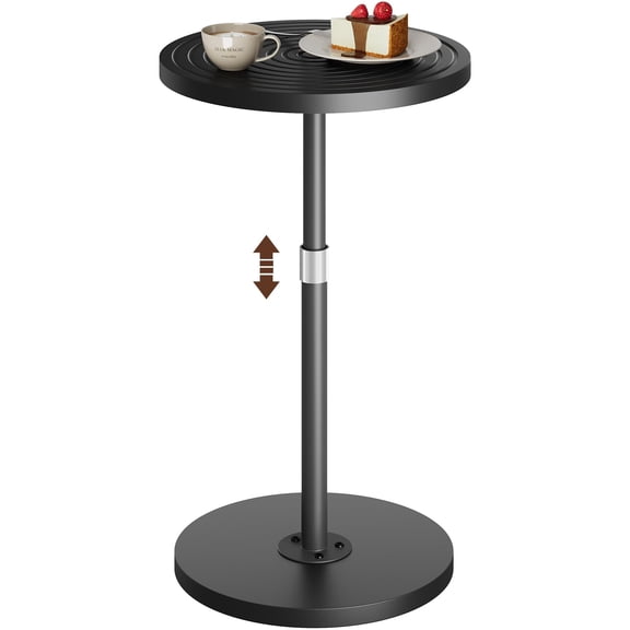 Round Adjustable Height Side Table Pedestal Accent Stand Multifunctional Nightstand For Multi Room Use