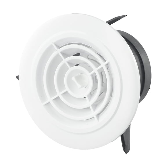 Round Adjustable Wall Vent Cover Interior Ventilation Grille ABS Air Duct with Rotating Button Control System for Bathroom Office Ceiling Mount 75-200mm White