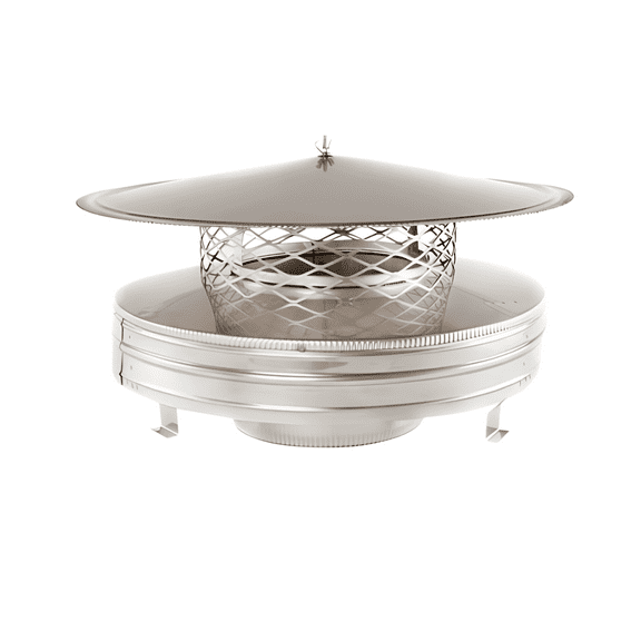Chimcare Round Air-Cooled Chimney Cap - Stainless Steel, 10 in, Spark Arrestor, Double and Triple Wall, USA Made
