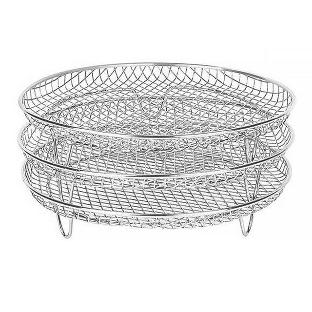 Round air fryer basket 3 layer stainless steel air fryer accessories