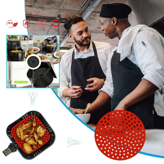 Round Air Fryer Silicone Liners,8 Inch Reusable Food-Grade Silicone Mat, Non-stick Heat Resistant Air Fryer Accessories