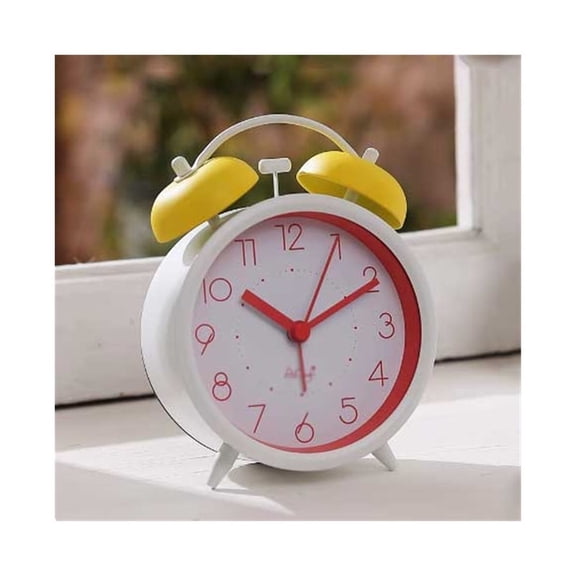 Round Alarm Clock Battery Operated with Night Light for Bedroom Desk