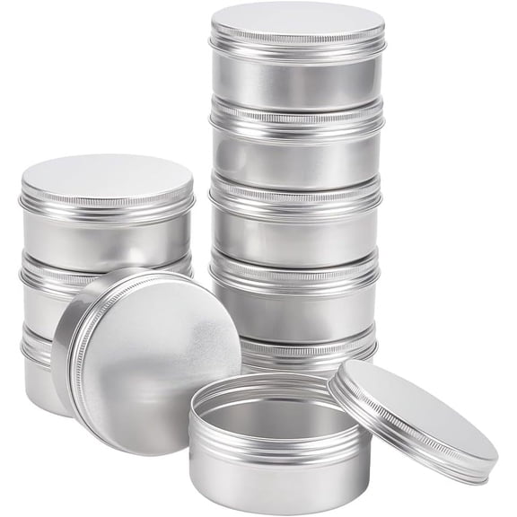 Round Aluminium Tin Cans Aluminium Jar Storage Containers for Cosmetic Candles Candies with Screw Top Lid Platinum 8.5x3.8cm Capacity: 150ml diy