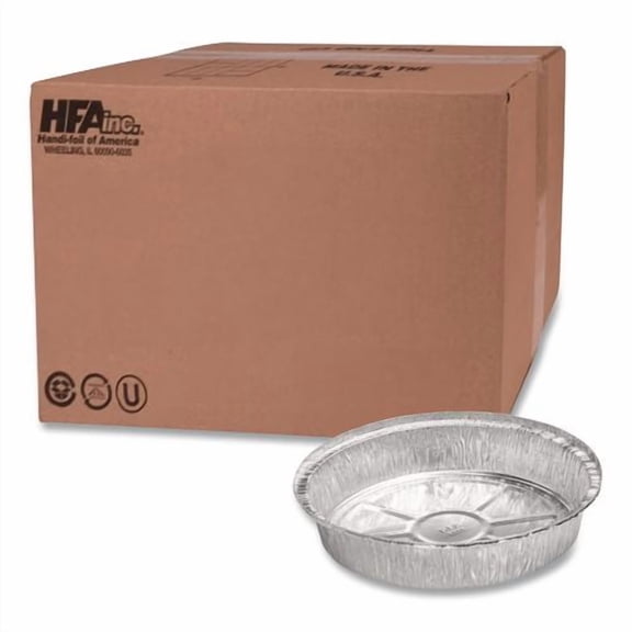 Round Aluminum Container, 48 oz, 9" Diameter x 1.66" h, Silver, 500/Carton | Bundle of 2