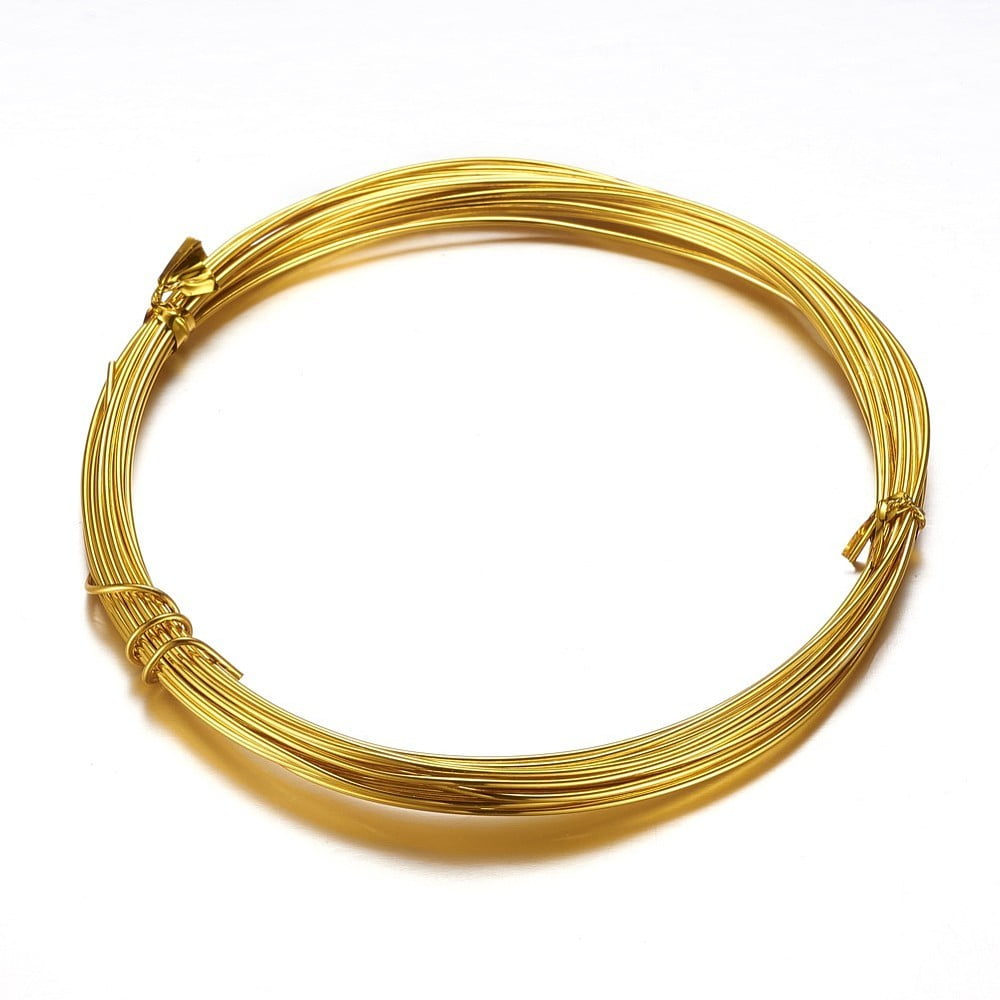 Round Aluminum Craft Wire for Beading Jewelry Craft Making golden 15 Gauge 1.5mm 10m/roll(32.8 Feet/roll) DIY