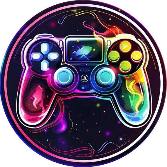 Round Aluminum Gaming Console Wreath Wall Sign, 8 x 8 Inch Metal Decor for Home, Cafe, Apartment, Restaurant, Living Room