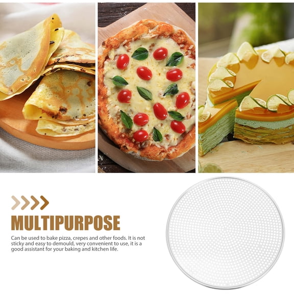 UEETEK Silver Perforated Pizza Pan for Baking Even Heat Distribution Oven Tray