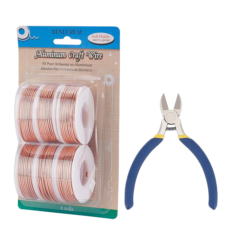 Round Aluminum Wire with Iron Side Cutting Pliers Dark Salmon 15 Gauge 1.5mm 10m/roll