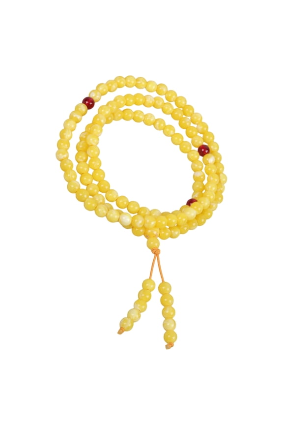Round Amber Meditation Necklace Lightweight Beads Chain Stackable Bangle For Yoga Enthusiasts And Collectors