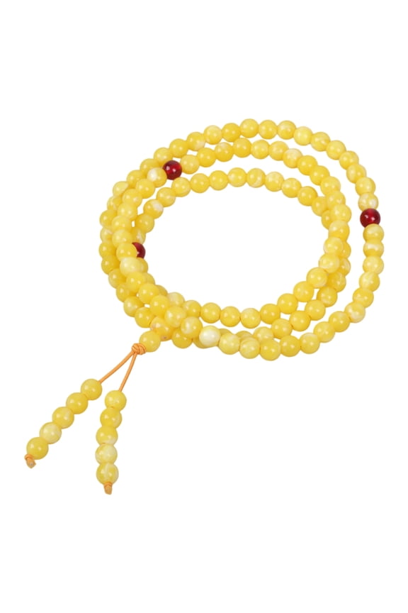 Round Amber Meditation Necklace Lightweight Beads Chain Stackable Bangle For Yoga Enthusiasts And Collectors