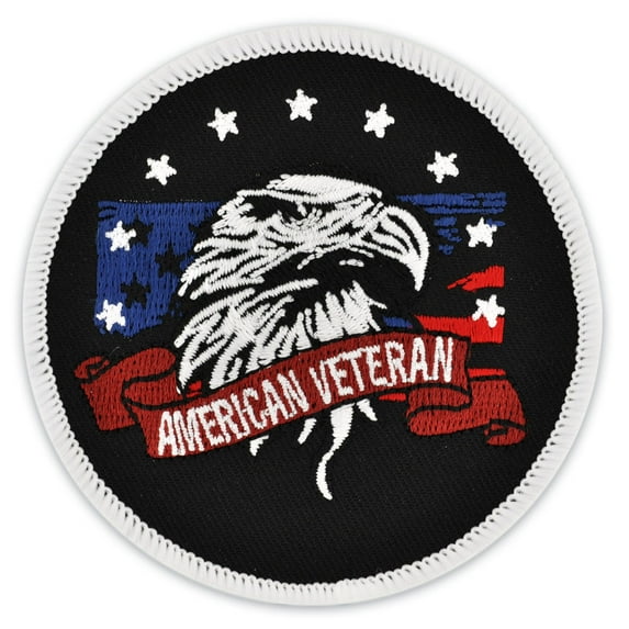 Round American Veteran Patch - 10 PACK