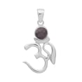thumbnail image 1 of Round Amethyst 925 Sterling Silver Om Symbol Religious Pendant Jewelry, 1 of 1