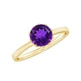 thumbnail image 1 of Rosec Jewels Solitaire Amethyst Engagement Ring 1 Carat - February Birthstone Ring for Women (7 mm, AAA Quality Certified), 10K Yellow Gold, US 4.00, 1 of 9
