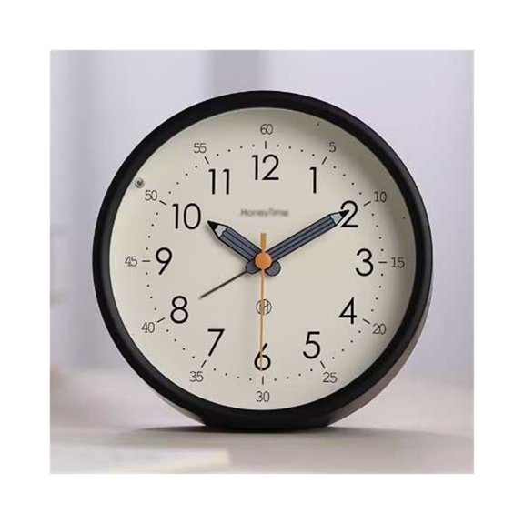 Round Analog Alarm Clock Battery Operated for Living Room Kitchen Bedroom Office School Dormitory Bedside Tabletop Alarm Clock