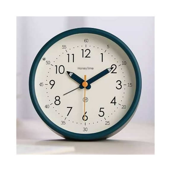 Round Analog Alarm Clock Battery Operated for Living Room Kitchen Bedroom Office School Dormitory Bedside Tabletop Alarm Clock