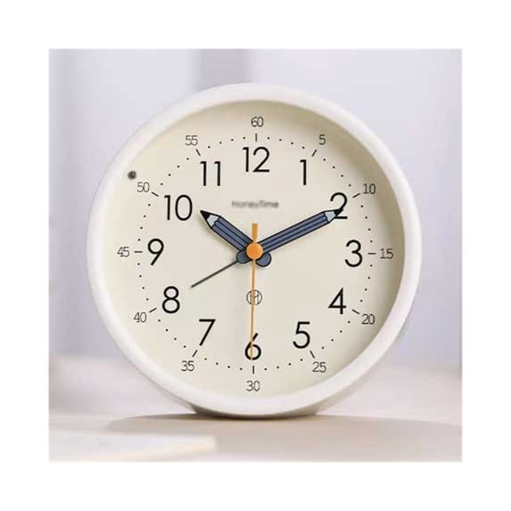Round Analog Alarm Clock Battery Operated for Living Room Kitchen Bedroom Office School Dormitory Bedside Tabletop Alarm Clock