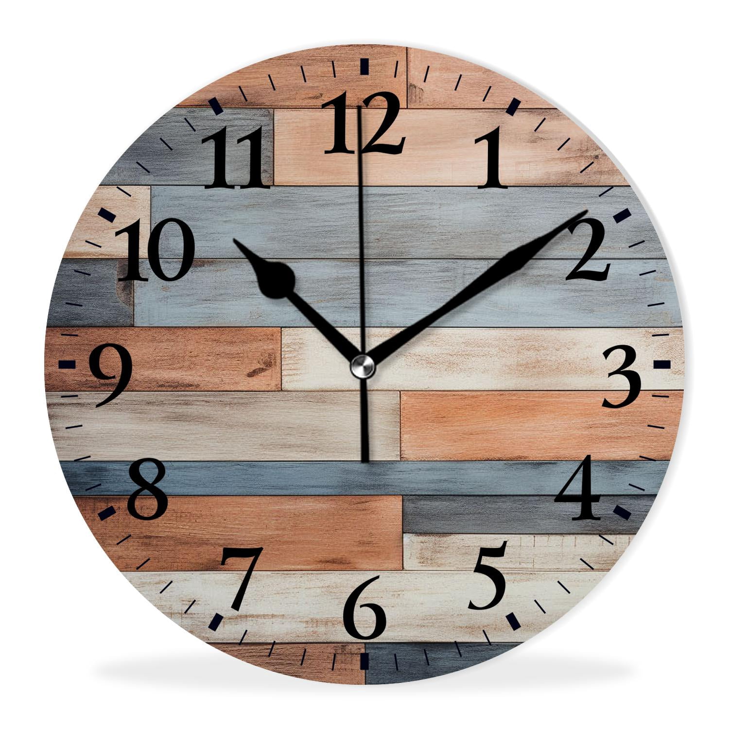 Round Analog Wall Clocks Non-Ticking Silent Clock Battery Operated ...