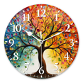 thumbnail image 1 of Round Analog Wall Clocks with Non-Ticking Sweep Movement,Battery Operated Clcoks Decorative for Home,Office-Colorful Tree Of Life With Leaves In The Style Of Painting(16inch), 1 of 4