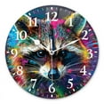 thumbnail image 1 of Round Analog Wall Clocks with Non-Ticking Sweep Movement,Battery Operated Clcoks Decorative for Home,Office-Cute Raccoon In The Style Of Abstract Painting(12inch), 1 of 4