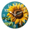 thumbnail image 1 of Round Analog Wall Clocks with Non-Ticking Sweep Movement,Battery Operated Clcoks Decorative for Home,Office-Sunflower On Blue Background Of Realistic Oil Paint(10inch), 1 of 4