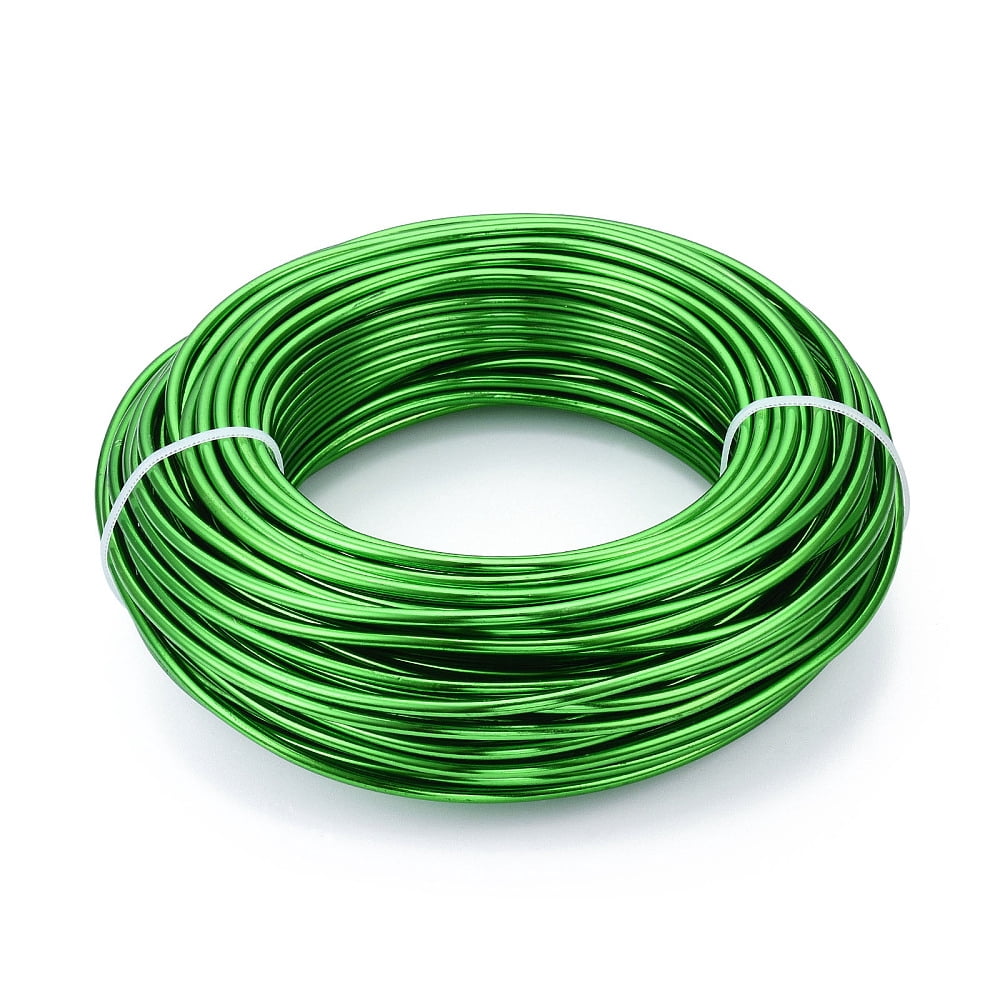 Round Anodized Aluminum Wire Bendable Metal Craft Wire for DIY Jewelry Craft Making Green 9 Gauge 3.0mm 25m/500g(82 Feet/500g)