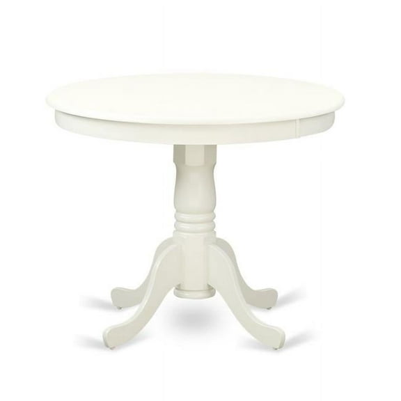 Round Antique Table, Linen White - 36 in.
