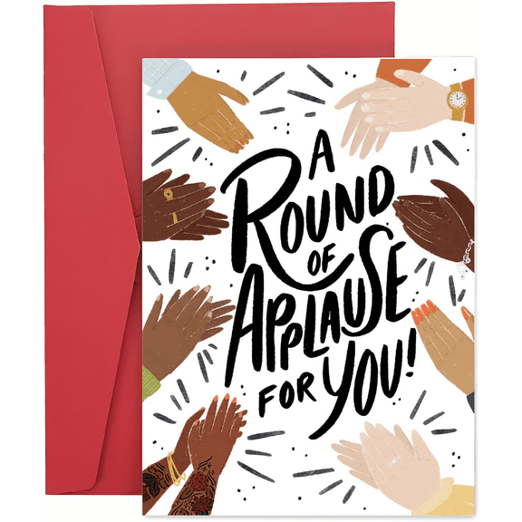 A Round of Applause for You Card – Cheerful Greeting Card with Colorful Hands – Envelope Included – Perfect for Celebrations, Congratulations, and Encouragement