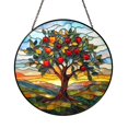 Tree Staining Round Apple Tree Stained Glass Style Window Hanging – Nature Decor ...