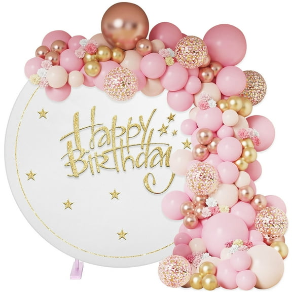 Round Arch Cover Elastic Arch Backdrop Stands Cover White Round Photo Background Polyester Round Arch Stand Cover for Birthday Party Ceremony Banquet Decoration