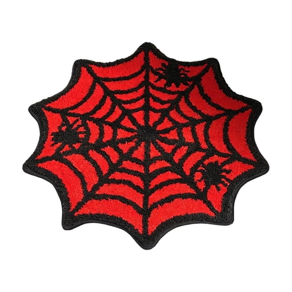 Round Area Rug 24 X 24 Inch - Black Spider Web Circle Entryway Rugs Washable Door Mat for Boys Bedroom Sofa Living Room Decorations, Non-slip Floor Carpet Aesthetic Comic Decor, C