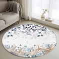 thumbnail image 1 of Round Area Rug 3.3 Ft, Blue Beige Coastal Washable Non-Slip Circle Carpet for Living Room/Bedroom, Beach Starfish Summer Eucalyptus Low-Profile Small Kitchen Mats Collection Rugs for Indoor, 1 of 8