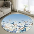 thumbnail image 1 of Round Area Rug 3.3 Ft, Blue Ombre Butterfly Washable Non-Slip Circle Carpet for Living Room/Bedroom, Pastoral Farmhouse Butterflies Low-Profile Small Kitchen Mats Collection Rugs for Indoor, 1 of 7